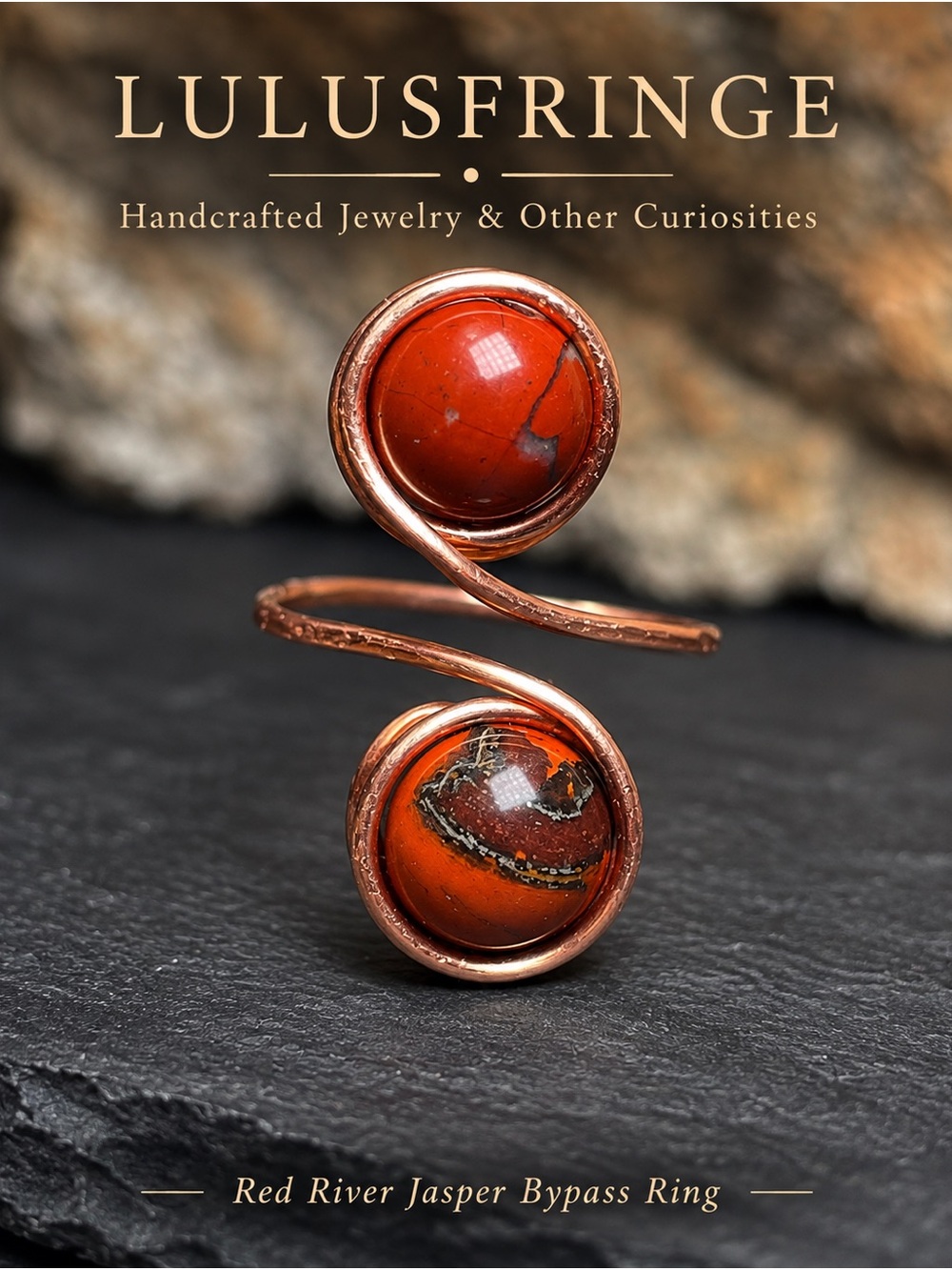 Artisan Red River Jasper Copper Bypass Ring